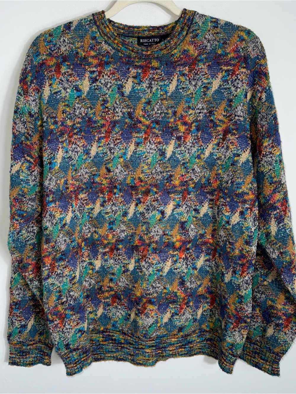 Riscatto Vintage Men's Wool Blend Sweater-Colorful Cosby-Pullover-Medium